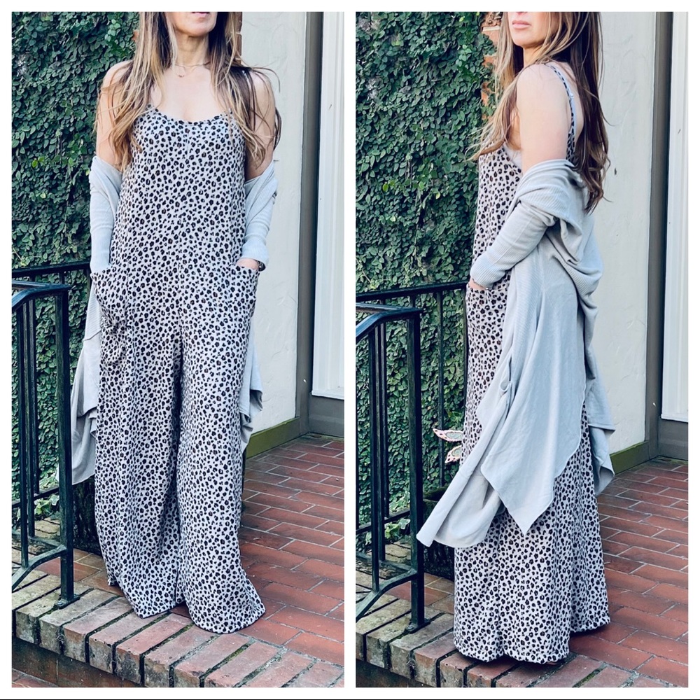 Aisha Cheetah Print Wide Leg Side Pocket Jumpsuit - Picture 2 of 5